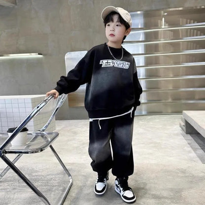Printed Sweatshirt Set Kids Autumn Winter Clothes Boys Suit Boy Men's Children's Sets Clothing Outdoor Outfit Top Bottom Child