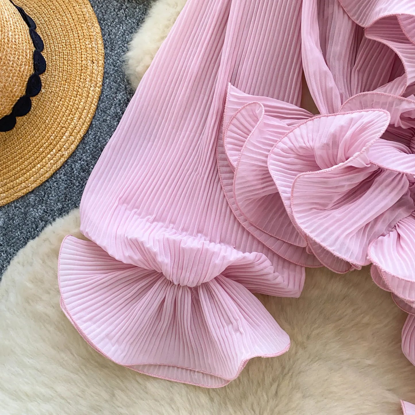 Ruffles Pleated Romantic Tops Thin Spring Summer V Neck French Elegant Blouse Fairycore Flowy Office Lady Luxury Shirt