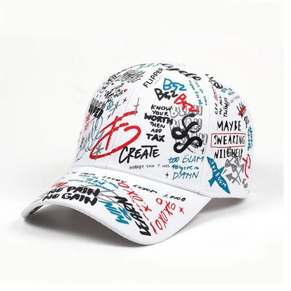 Unisex Letter Graffiti Printing Snapback Baseball Caps Spring and Autumn Outdoor Adjustable Casual Hats Sunscreen Hat