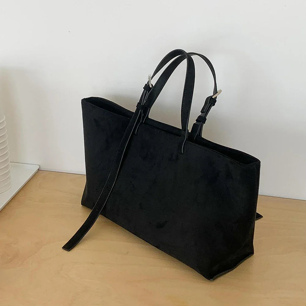Retro Faux Suede Tote Women Bag Large Capacity Shoulder Bags for Women 2026 Matte Texture Designer Handbags and Purses Shopper