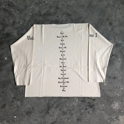 Vultures DONDA Kanye Quality Printed Long Sleeves 100%Cotton Casual Loose Oversized Tops T Shirt For Men