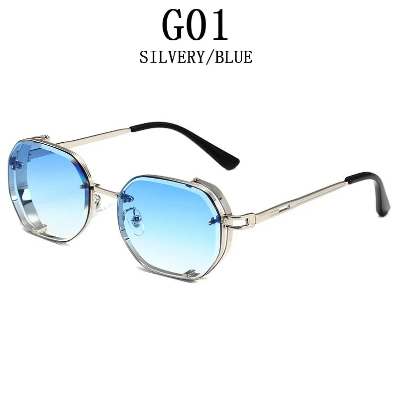 Square Punk Sunglasses For Men 2023 Luxury Steampunk Vintage Fashion Glasses Retro Shades Lunette De Soleil Homme Gafas De Sol