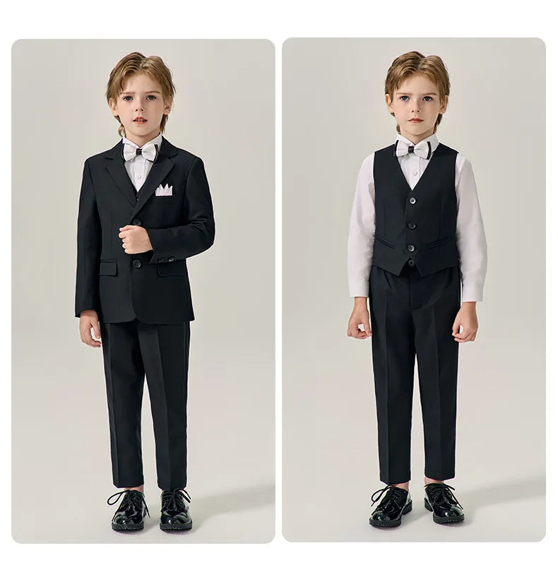 Prince Kids Purple Jakcet Vest Pants Bowtie Piano Party Dress Boys Wedding Ceremony Photograph Suit Children Performance Costume
