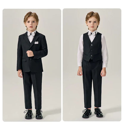 Prince Kids Purple Jakcet Vest Pants Bowtie Piano Party Dress Boys Wedding Ceremony Photograph Suit Children Performance Costume
