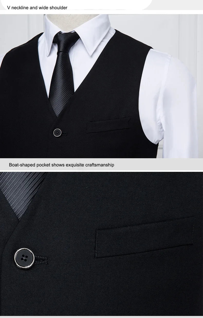 Plus Size Black Navy Suit Vest Men Solid Color Single Breasted Waistcoat For Host Groom Groomsmen Grey Black Navy Waist Coat 9XL