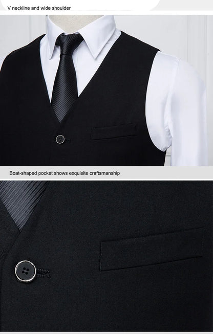 Plus Size Black Navy Suit Vest Men Solid Color Single Breasted Waistcoat For Host Groom Groomsmen Grey Black Navy Waist Coat 9XL