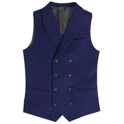 Men Vest Gray Herringbone Double Button With Lapel Waistcoat For Wedding Banquet Business Office Work Daily Casual Men Suit Vest