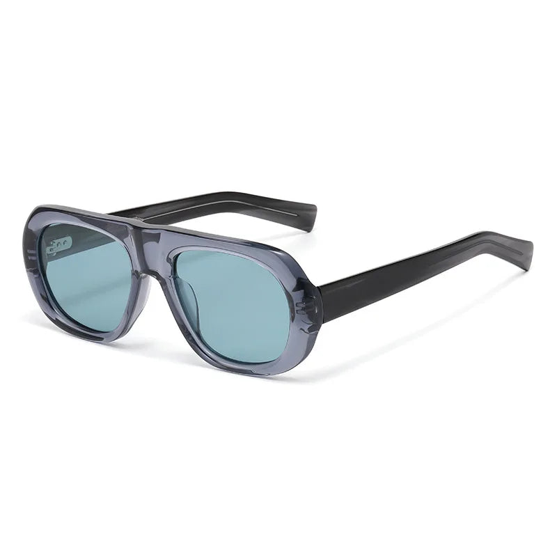 Vintage Pilot Rectangular Frame  Men Sunglasses Fashion Polarized Shades UV400 Women Trending Punk Sun Glasses INS Eyeglasses