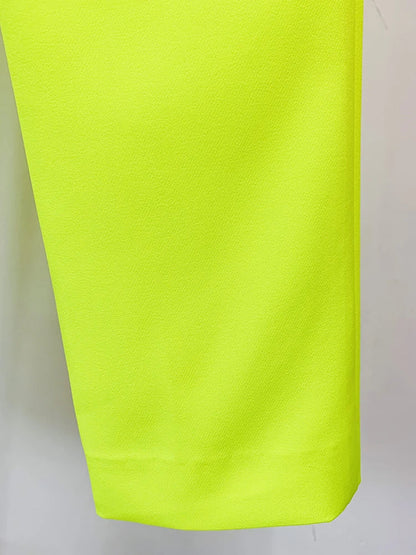 HIGH STREET Newest Fashion 2026 Designer Jacket Women Peak Strong Shoulder Double Breasted Long Blazer Fluorescein