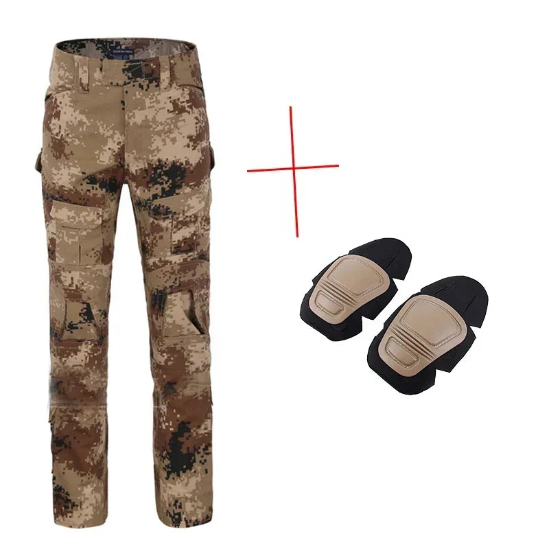 Tactical Pants Hunting Cargo Pants Men Knee Pad Training outdoors Camouflage Clothes Hunter Field Hiking Trouser Woodland