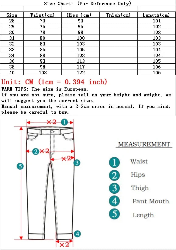 6 Colors New Jeans Men's Stretch Cotton Denim Pants Classic Straight Fashion Fit Autumn Business Casual Trousers Man Clothes