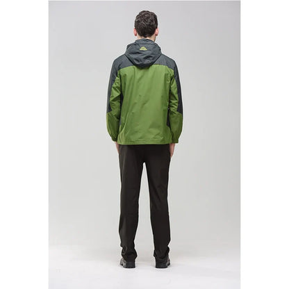 Men's Autumn Hiking Jacket Hooded Removable Waterproof Lightweight Rain Coat Trekking Outdoor Camping Casual Sportswear