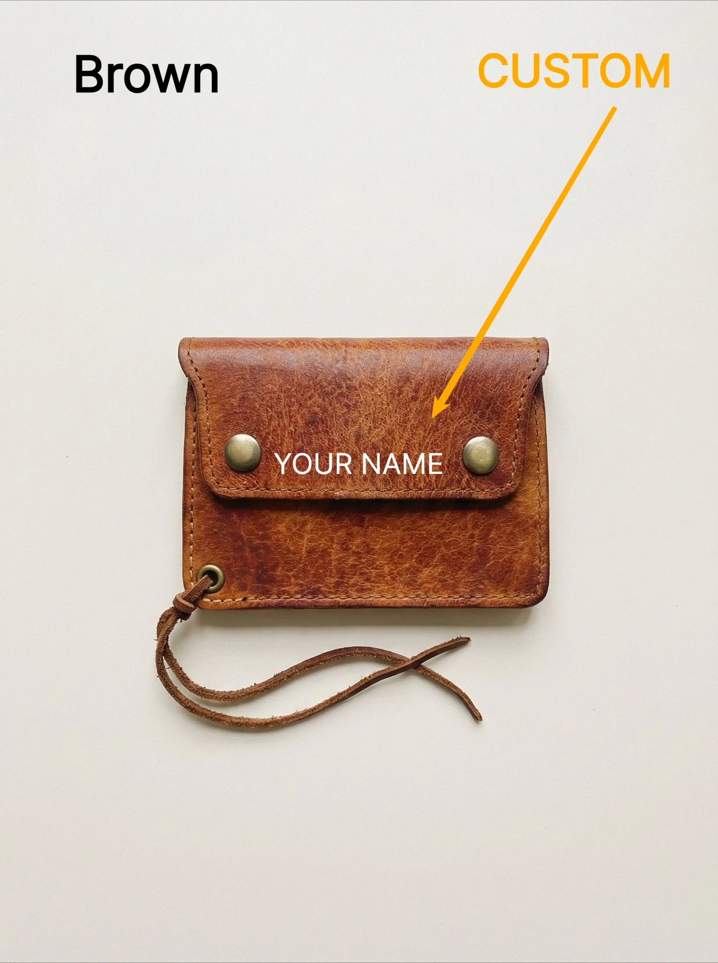 Full Grain Leather Card Holder Wallet Handmade Retro Zipper Coin Purse Magnetic Closure Personalized Engraving