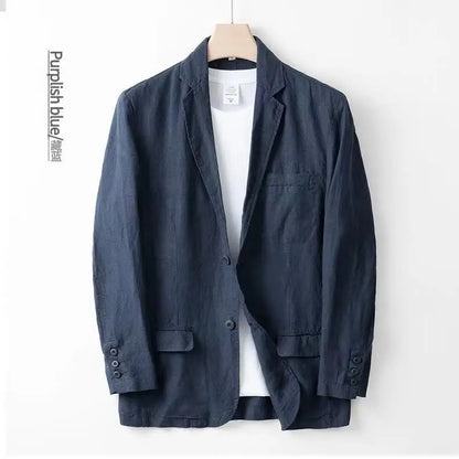 2025 Summer New Men's Linen Casual Suit Coat Solid Color Lightweight Breathable Luxury Cotton Hemp Top 100% Linen Fabric