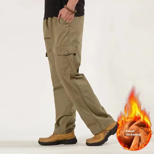 6XL Winter Men Fleece Pants Large size Mens Cargo Pants Trousers  Men Sports Sweatpants Thicken Style Trousers Jogger Pants Male