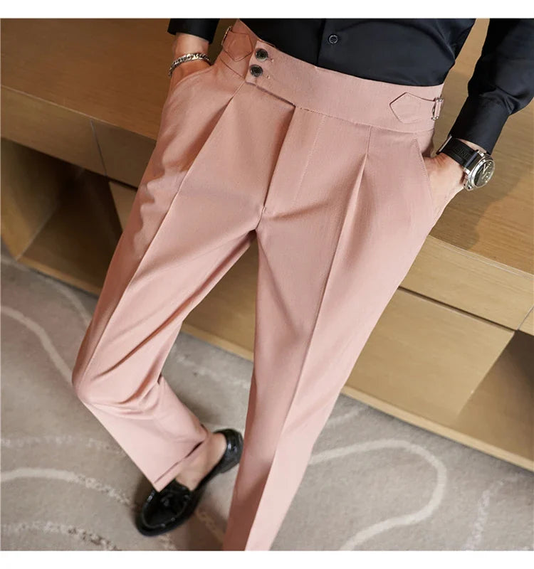 High-quality 2024 Men's Naples Trousers, Men's High-waisted Casual Pants Slim-fit Suit Trousers 28-38 Classic Formal Dress Pants