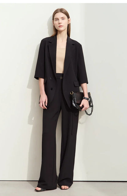 Minimalism 2024 Summer New Commuter Fashion Loose Blazer High Waist Casual Solid Pants Women's Clothes Separately 12442201