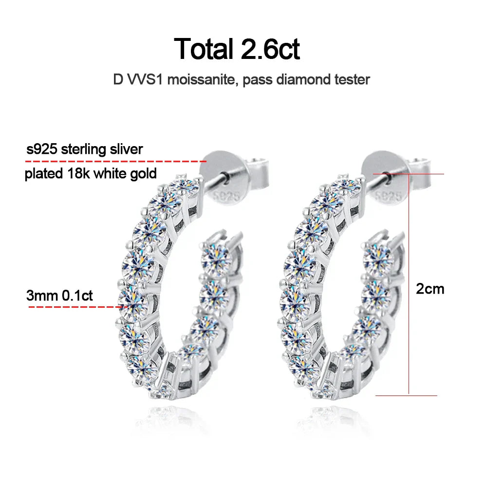 D VVS1 Moissanite Earring 925 Sterling Silver Plated 18k White Gold Fine Jewelry with GRA Wedding Earrings for Women