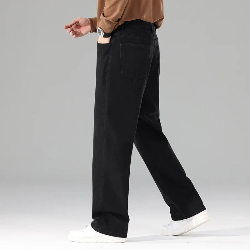 Male Brand New Autumn Jeans Men Black Casual Baggy Trousers Classic Straight Comfortable Wide Denim Trousers  Men Clothing