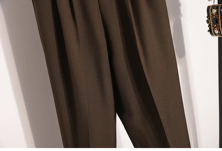 Plus Size Pants Woman 2026 Spring Autumn New Arrival High Waist Suit Pants High Quality Korean Style Straight Trousers