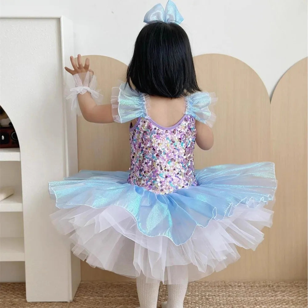 Children's Day Dance Dress Girl Ballet Princess Summer Dresses Girls Ballet Sequins Outfit Kids Clothes Vestidos Birthday Gift