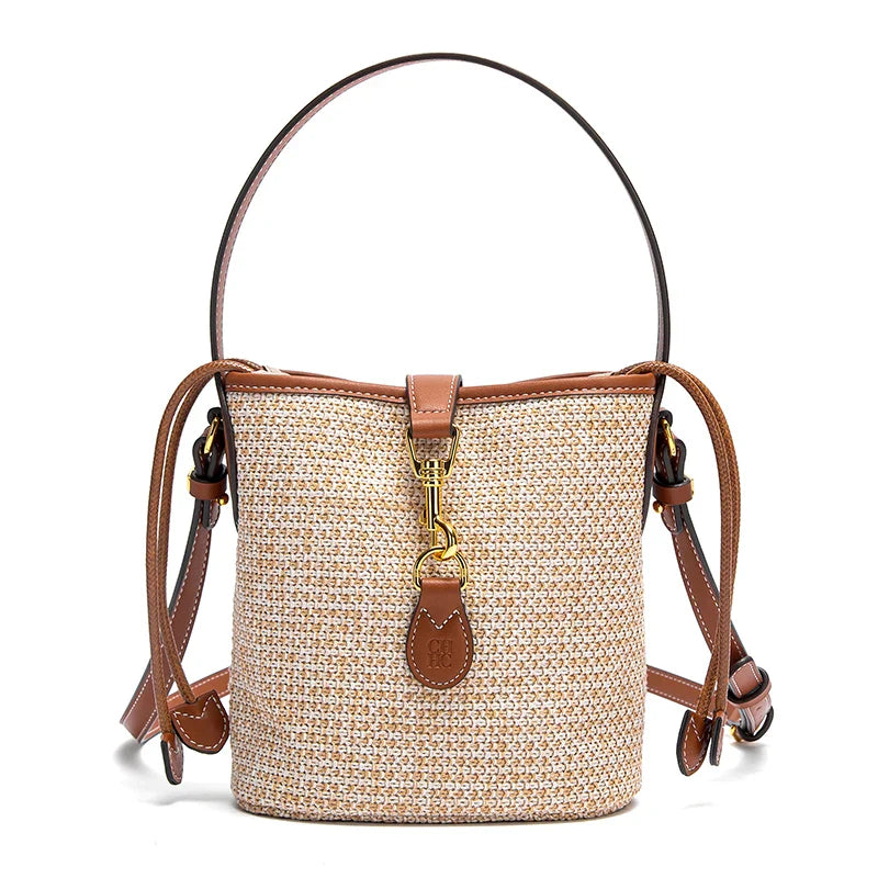 Summer New PP Grass Woven Handbag Holiday Phone Bag Women's Shoulder Bag