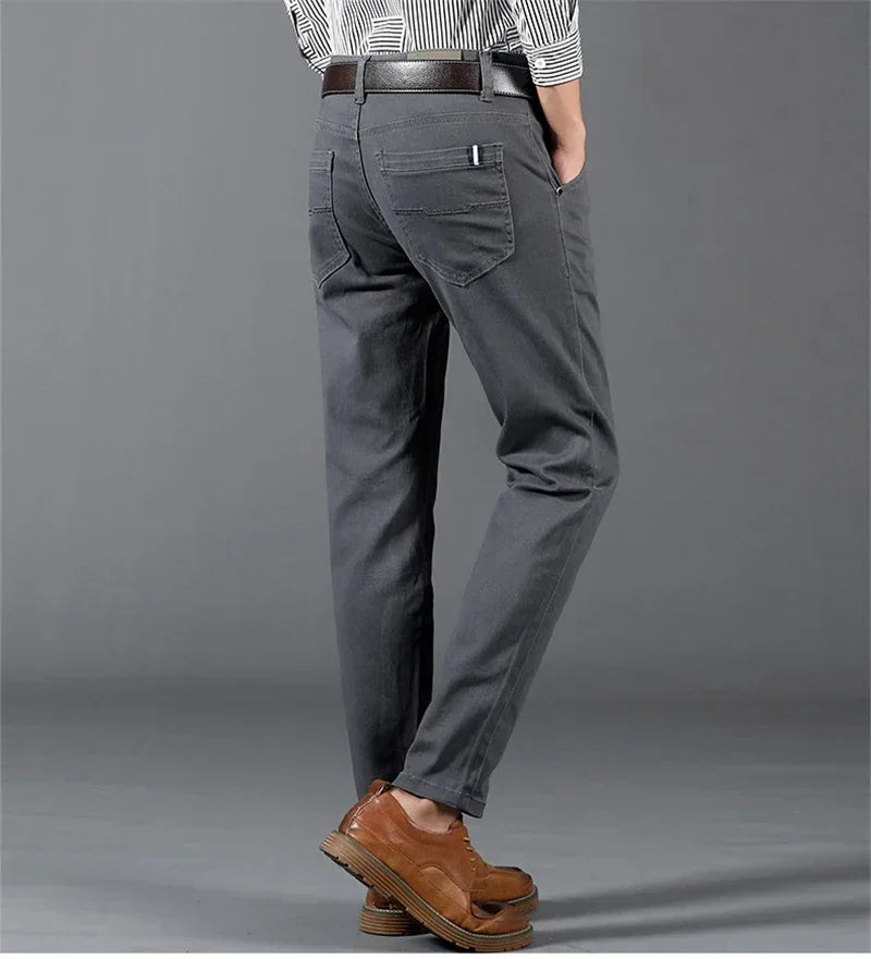 New Mens Spring Summer Business Casual Pants Fashion Cotton Soft Stretch Straight Classic Trousers Korean Solid Color Man Pants