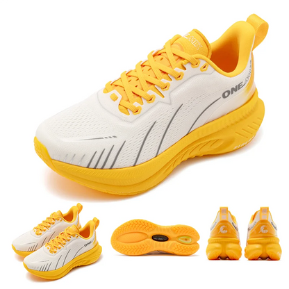 Bumper Elite Men Cushioning Running Shoes Heavy Duty Non-Slip Outdoor Athletic Sneakers Lace-Up Sport Shoes for Marathon