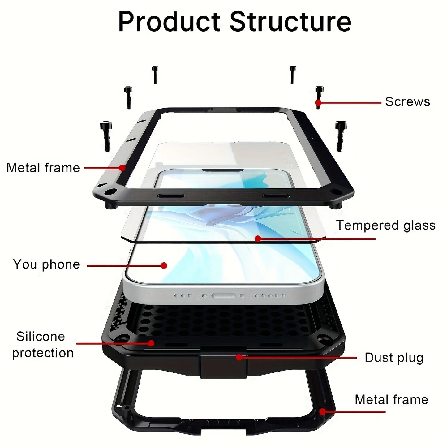 Metal Doom Armor Case for iPhone 17 16 15 14 13 Pro Max 360 Full Body Shockproof Armour Protective Cover