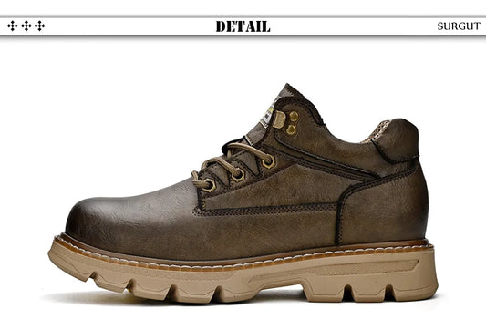 Men's Leather Boots 2026 New Ankle Motorcycle Boots Retro Handmade Luxury Lace Up Waterproof Shoes For Men Working Boots