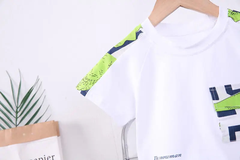 New Summer Baby Boy Kids Clothes Letters Children Clothing Suit Tops Short-sleeve T-shirt Pants 2pcs/set Sport Infant Clothing