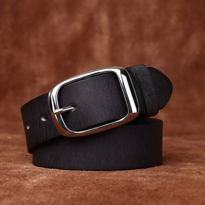 3.3CM Pure Cowhide High Quality Genuine Leather Belts for Men Brand Strap Male Stainless Steel Buckle Business Jeans Cowboy