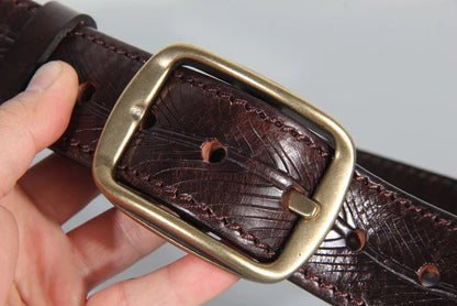 Extra Thick Double-sided Men's Belt Tactical Personalized Jeans Belt Genuine Leather Men's Pure Copper Pin Buckle Luxury Belt