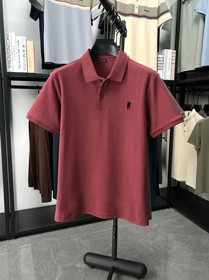 Designer brand 100% cotton short sleeve polo shirt luxury fashion pony embroidery men's business leisure summer new Paul T-shirt