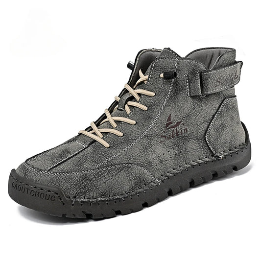 New 2024 Autumn Handmade Leather Men Boots Design Sneakers Man Breathable Casual Leather Shoes Men Ankle Boots Outdoor Boats
