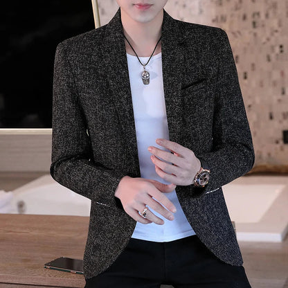 Men's Slim Fit Business Casual Shirt 2025 Korean Fashion Handsome All Seasons Polyester Boutique Style