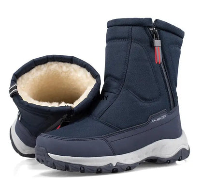 Waterproof Men Women Snow Boots High Top Ankle Winter Boots Platform Warm Plush Man Cutton Shoes Outdoor Non-slip Snowboots Male