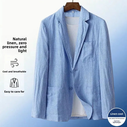 Linen Sun Protection Jacket Blazer - Men's Fashionable Business Casual Versatile and Comfortable Ice Sensation Breathable Blazer