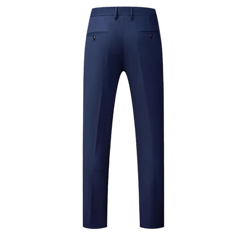 New Men Solid Colour Formal Suit Pants Black / Red / Royal Blue Homme Wedding Office Social Slim Fit Trousers