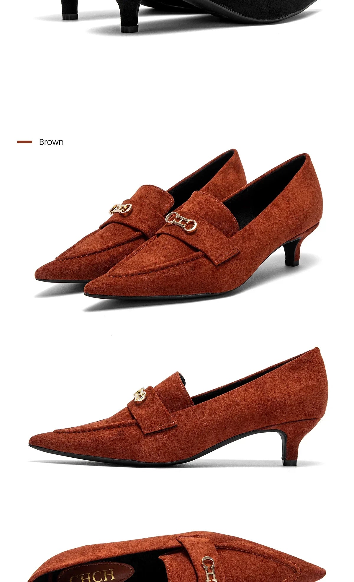 Woman's Heel Shoes New Retro Suede Women's Shallow Mouth Pointed Shoes Girls Business Low Heel Le Fu Shoes