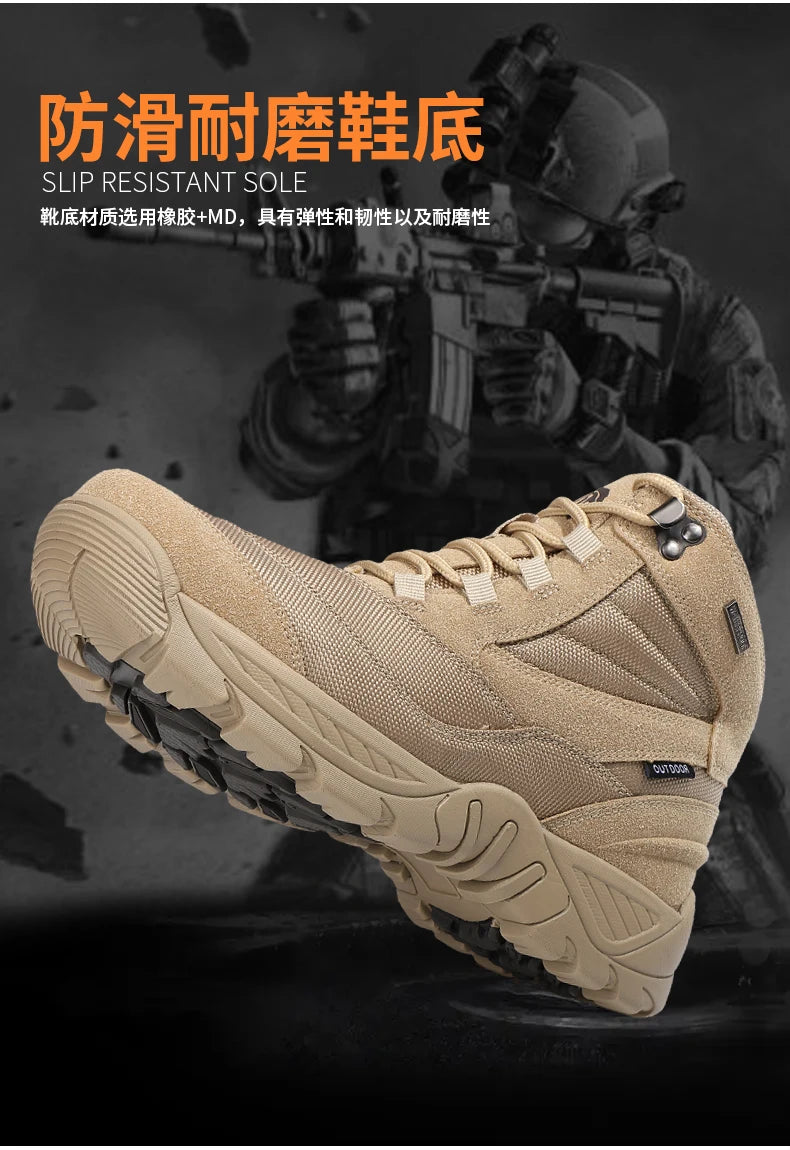 Men Tactical Boots Waterproof Army Plus Work Climbing Shoes Size Boot Anti-Slip Casual Outdoor Military Brand Ankle Hiking Shoes