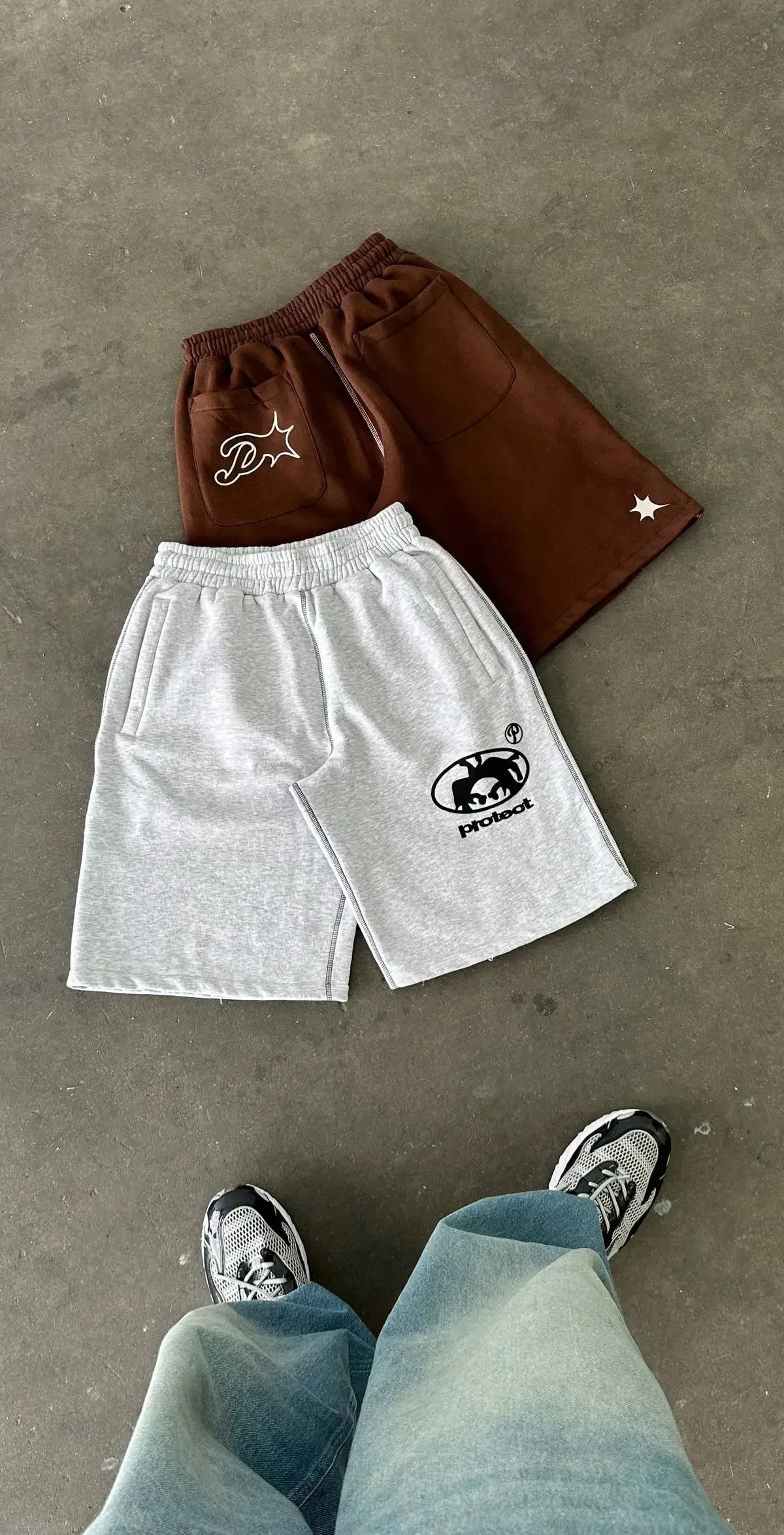 Summer Men Grey Cotton Y2K Hiphop Streetwear Shorts European Street Style Trendy Baggy Casual Cargo Urban Casual Wear Fashion