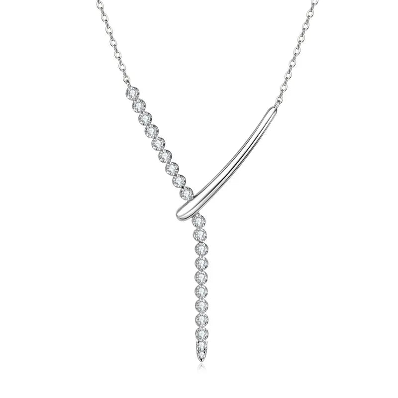 4mm&3mm Moissanite Pendent Necklace 925 Sterling Silver Fashion Sexy Y-Shaped Necklaces for Women 2025 Party Jewelry Gift