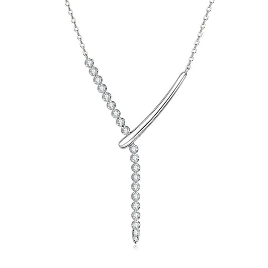 4mm&3mm Moissanite Pendent Necklace 925 Sterling Silver Fashion Sexy Y-Shaped Necklaces for Women 2025 Party Jewelry Gift