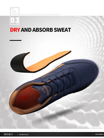 Shoes for Men Leather Sneaker Waterproof Casual Comfortable Men's Sneaker Lace Up Footwear Vulcanized Man Shoe Masculino