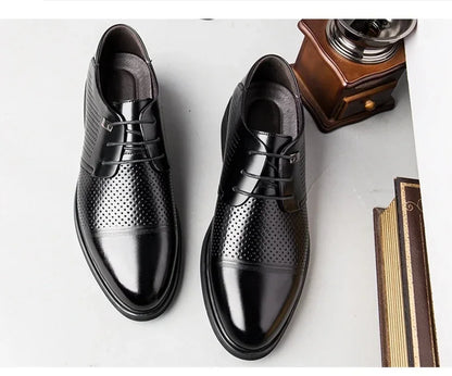 Height Increasing Shoes Man Hollow Breathable Taller Elevator Shoes 6CM Invisible Insole for Daily Men Heighten Wedding Shoes
