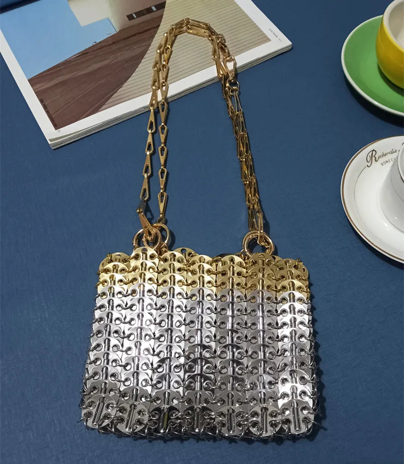 Designer Aesthetic Bags Women's Bag Handbag Hand Woven Metal Chain Tote Bag Clutch Luxury Trend Travel Holiday Shoulder Bag
