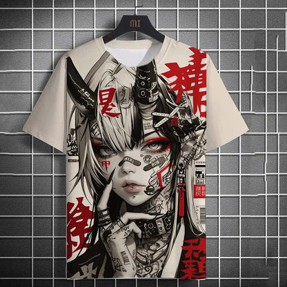 Men's T-shirt Cartoon Sexy samurai Women graphic T shirts Summer Casual harajuku streetwear 3D Printed Hip Hop Unisex Tops