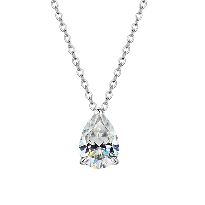 1-4CT Water Drop Moissanite Pendant Necklace Women 925 Sterling Silver Round/Sharp Claw Lab Diamond Pendant Neck Chain