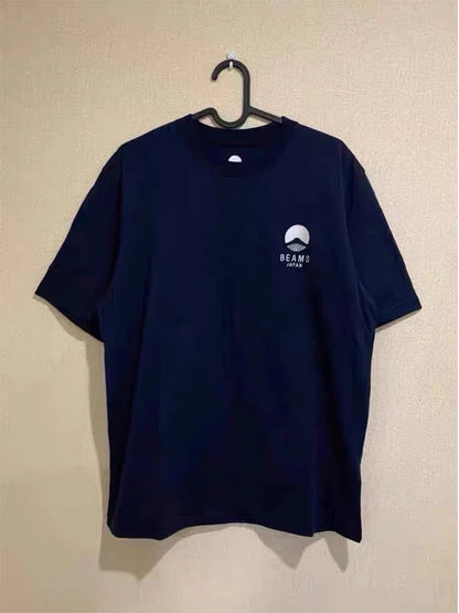 Japan Style Harajuku Fashion Cotton O-Neck Tops Mount Fuji letter Embroidery Pattern Tees Summer Men Women Short Sleeve T-shirt